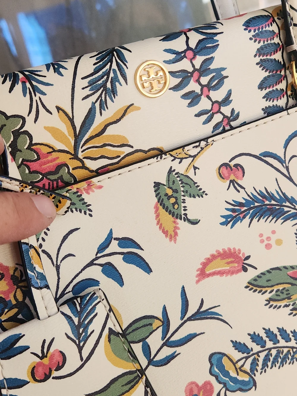 Floral Print Cream Tote Bag with Dual Handles - Picture 5 of 6